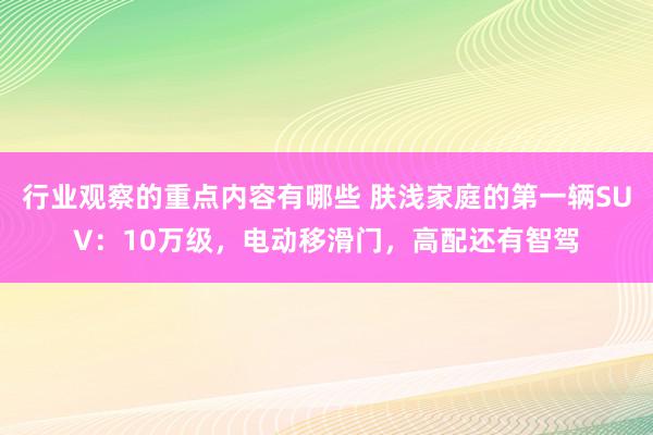 行业观察的重点内容有哪些 肤浅家庭的第一辆SUV：10万级，电动移滑门，高配还有智驾