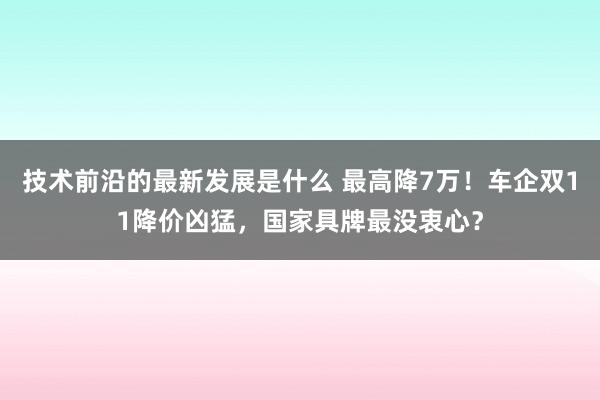 技术前沿的最新发展是什么 最高降7万！车企双11降价凶猛，国家具牌最没衷心？