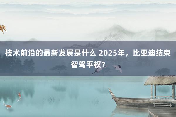 技术前沿的最新发展是什么 2025年，比亚迪结束智驾平权？