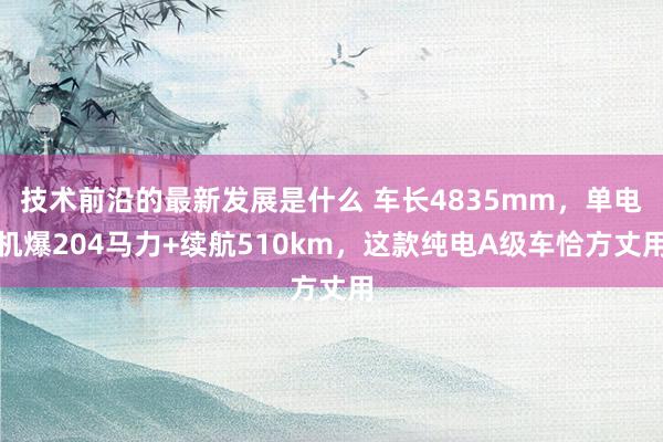 技术前沿的最新发展是什么 车长4835mm，单电机爆204马力+续航510km，这款纯电A级车恰方丈用