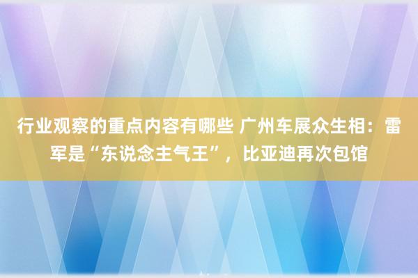 行业观察的重点内容有哪些 广州车展众生相：雷军是“东说念主气王”，比亚迪再次包馆