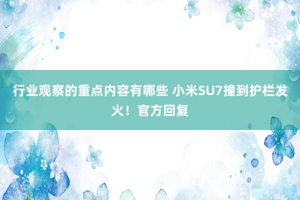 行业观察的重点内容有哪些 小米SU7撞到护栏发火！官方回复