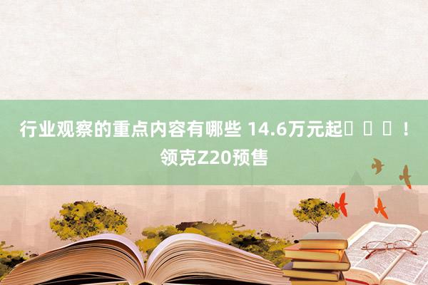 行业观察的重点内容有哪些 14.6万元起​​​！领克Z20预售