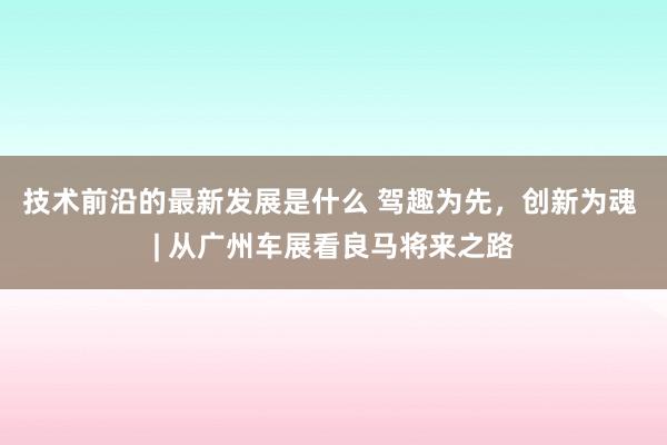 技术前沿的最新发展是什么 驾趣为先，创新为魂 | 从广州车展看良马将来之路