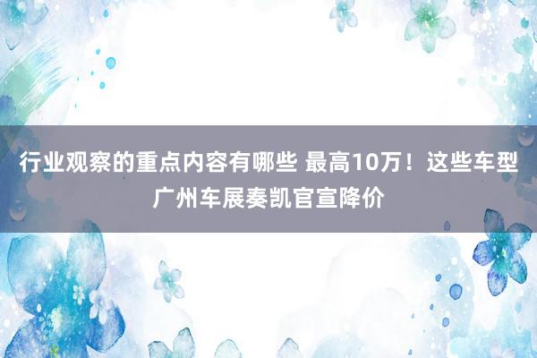 行业观察的重点内容有哪些 最高10万！这些车型广州车展奏凯官宣降价