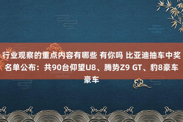 行业观察的重点内容有哪些 有你吗 比亚迪抽车中奖名单公布：共90台仰望U8、腾势Z9 GT、豹8豪车