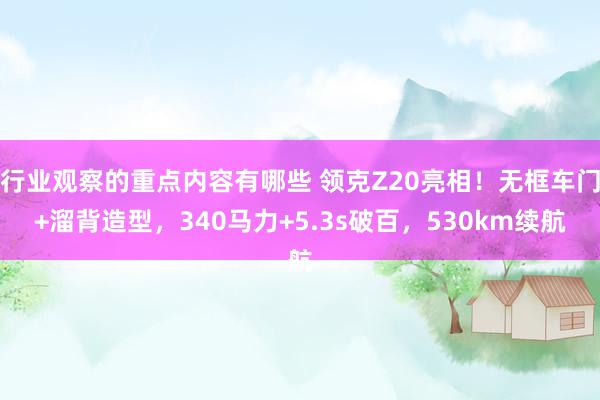 行业观察的重点内容有哪些 领克Z20亮相！无框车门+溜背造型，340马力+5.3s破百，530km续航