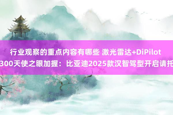 行业观察的重点内容有哪些 激光雷达+DiPilot 300天使之眼加握：比亚迪2025款汉智驾型开启请托