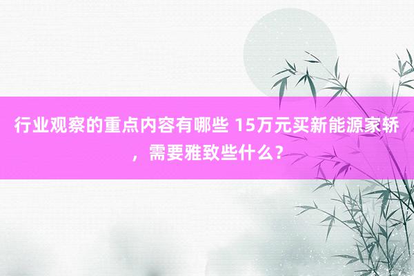 行业观察的重点内容有哪些 15万元买新能源家轿，需要雅致些什么？