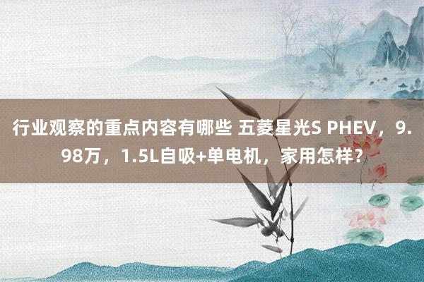 行业观察的重点内容有哪些 五菱星光S PHEV，9.98万，1.5L自吸+单电机，家用怎样？