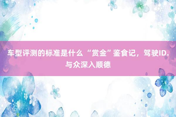 车型评测的标准是什么 “赏金”鉴食记，驾驶ID.与众深入顺德