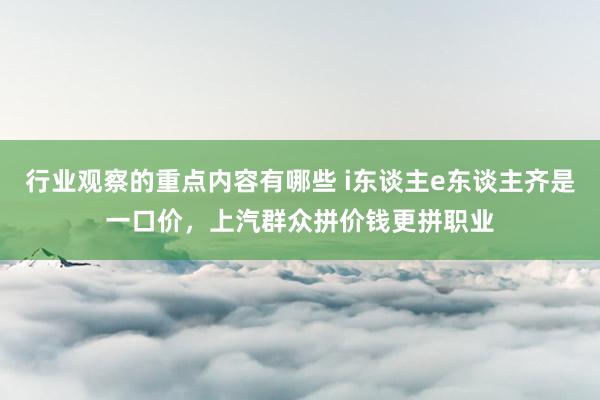 行业观察的重点内容有哪些 i东谈主e东谈主齐是一口价，上汽群众拼价钱更拼职业