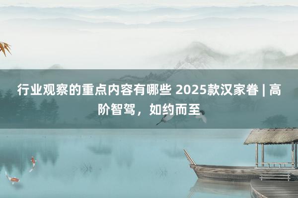 行业观察的重点内容有哪些 2025款汉家眷 | 高阶智驾，如约而至