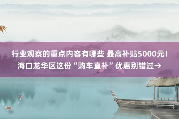 行业观察的重点内容有哪些 最高补贴5000元！海口龙华区这份“购车直补”优惠别错过→