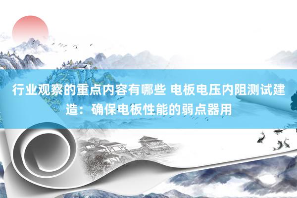 行业观察的重点内容有哪些 电板电压内阻测试建造：确保电板性能的弱点器用