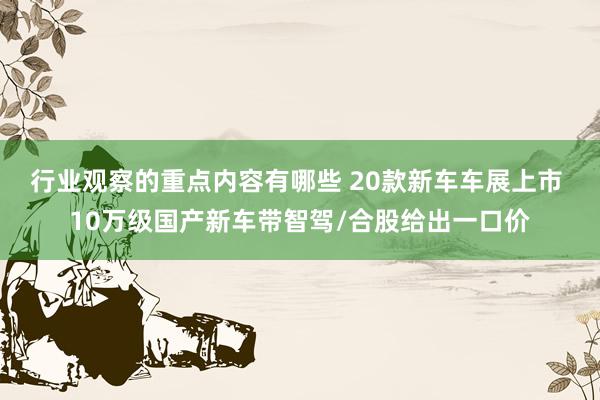 行业观察的重点内容有哪些 20款新车车展上市 10万级国产新车带智驾/合股给出一口价