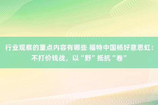 行业观察的重点内容有哪些 福特中国杨好意思虹：不打价钱战，以“野”抵抗“卷”