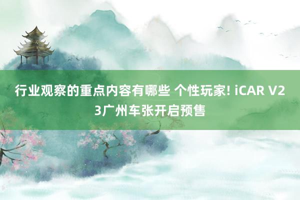 行业观察的重点内容有哪些 个性玩家! iCAR V23广州车张开启预售