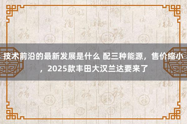 技术前沿的最新发展是什么 配三种能源，售价缩小，2025款丰田大汉兰达要来了