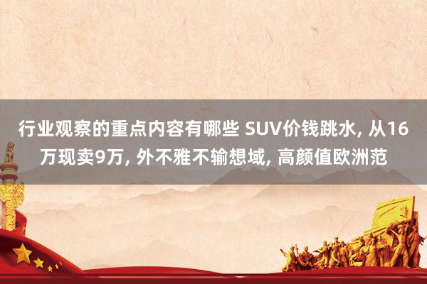 行业观察的重点内容有哪些 SUV价钱跳水, 从16万现卖9万, 外不雅不输想域, 高颜值欧洲范