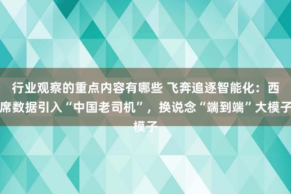 行业观察的重点内容有哪些 飞奔追逐智能化：西席数据引入“中国老司机”，换说念“端到端”大模子