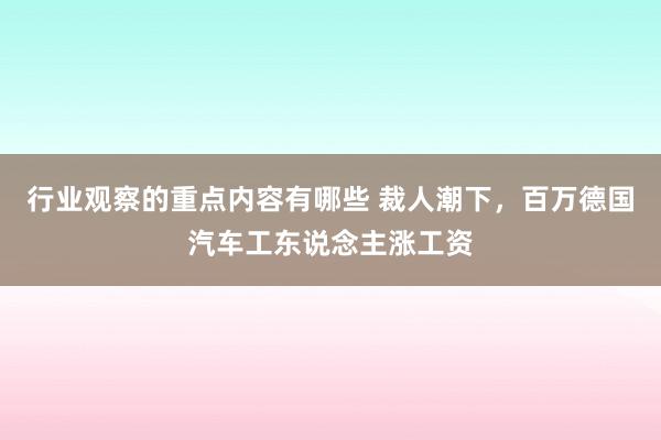 行业观察的重点内容有哪些 裁人潮下，百万德国汽车工东说念主涨工资