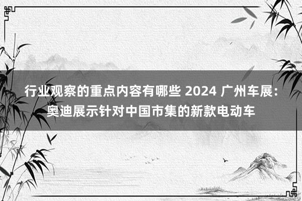 行业观察的重点内容有哪些 2024 广州车展：奥迪展示针对中国市集的新款电动车