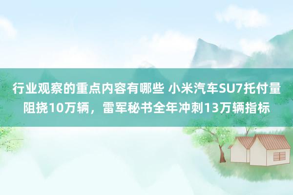 行业观察的重点内容有哪些 小米汽车SU7托付量阻挠10万辆，雷军秘书全年冲刺13万辆指标