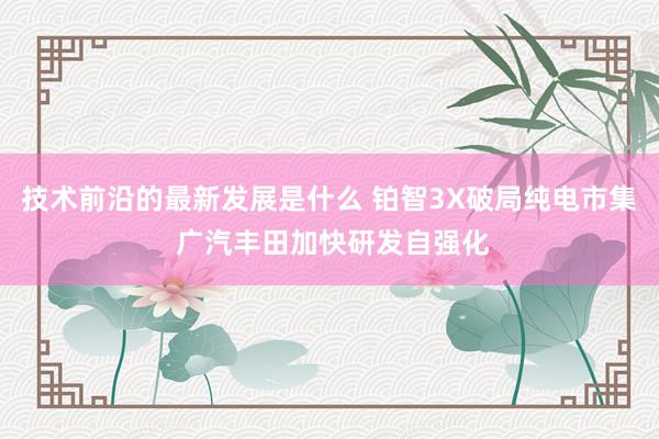 技术前沿的最新发展是什么 铂智3X破局纯电市集 广汽丰田加快研发自强化