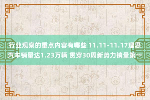 行业观察的重点内容有哪些 11.11-11.17理思汽车销量达1.23万辆 贯穿30周新势力销量第一